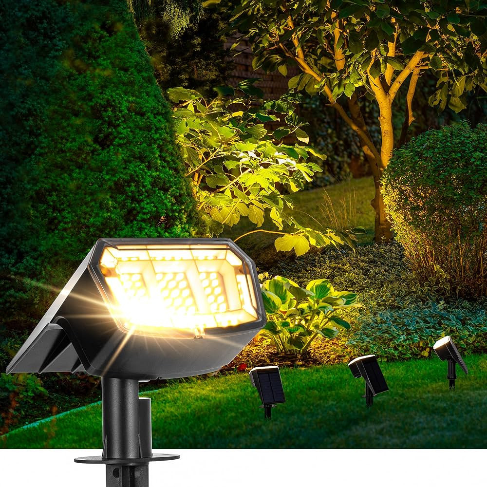 Solar spotlights Outdoor 63 LED 3 Lighting Modes, IP65 Waterproof Lighten Yard Garden House Garag... | Amazon (US)