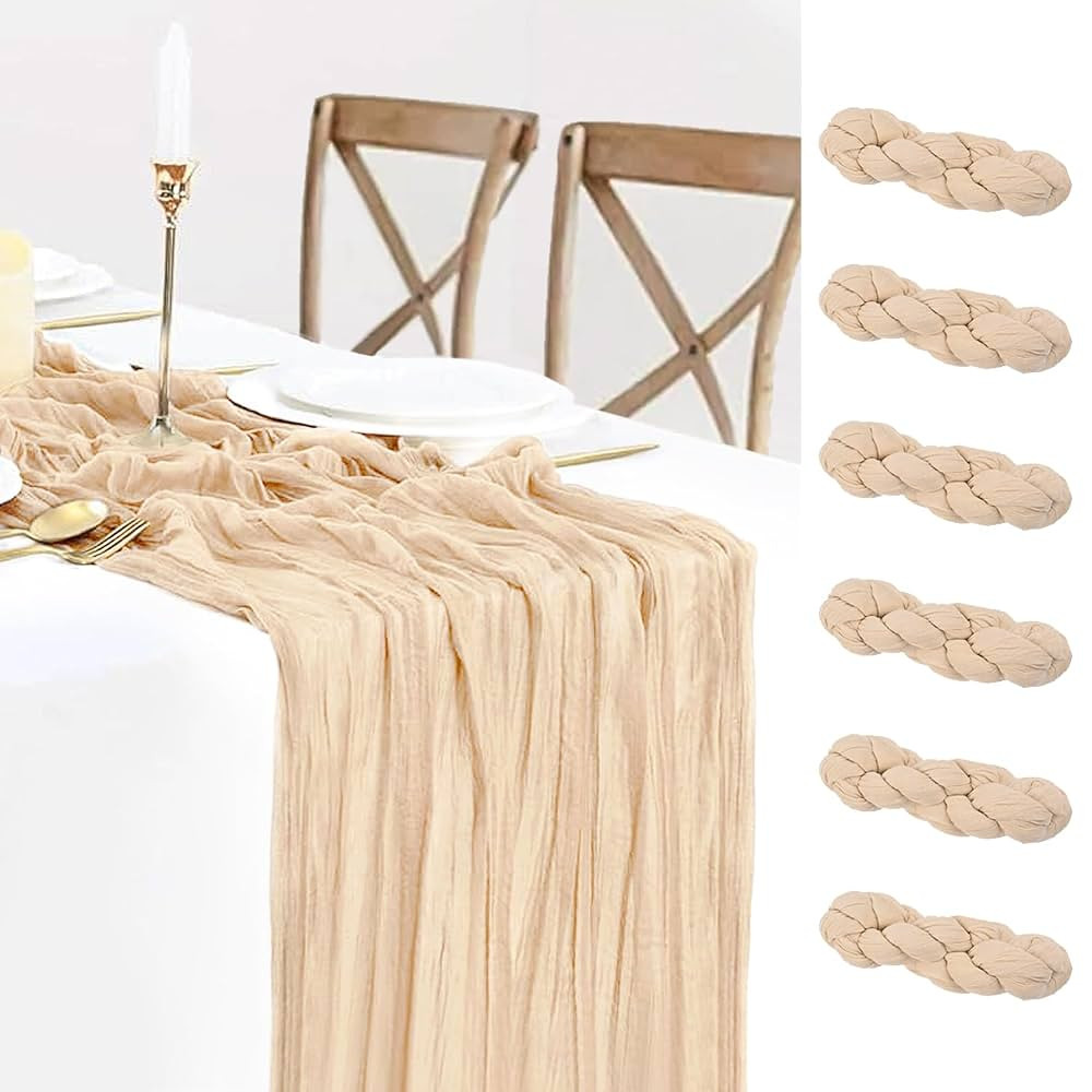 6 Pack Champagne Cheesecloth Table Runners Fall Thanksgiving Cheese Cloth Table Runner 10FT Boho ... | Amazon (US)
