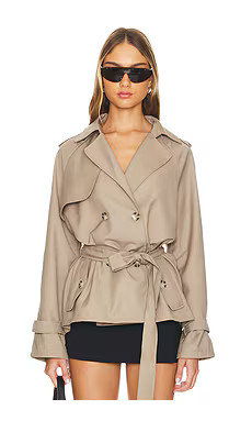 LIONESS Cropped Trencherous Coat in Mushroom from Revolve.com | Revolve Clothing (Global)