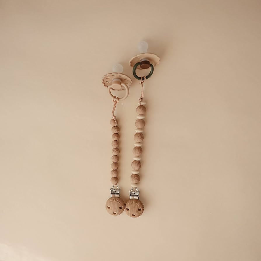 mushie 100% Silicone Baby Pacifier Clip BPA Free | Hera (Faux Wood) | Amazon (US)