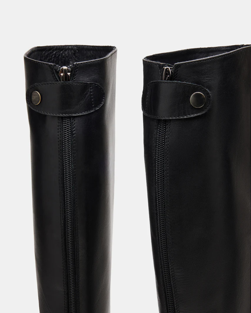 BEREN Black Leather Knee-High Women's Riding Boot | Steve Madden (US)