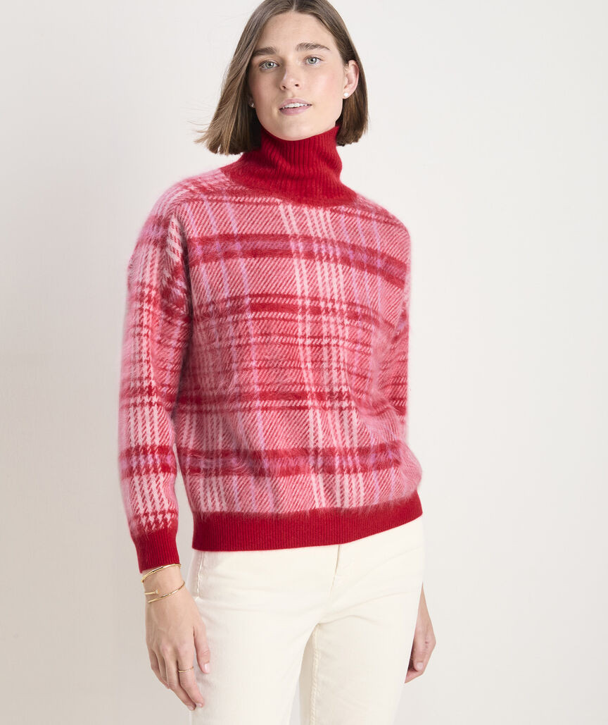 Brushed Cashmere Plaid Mockneck Sweater | vineyard vines