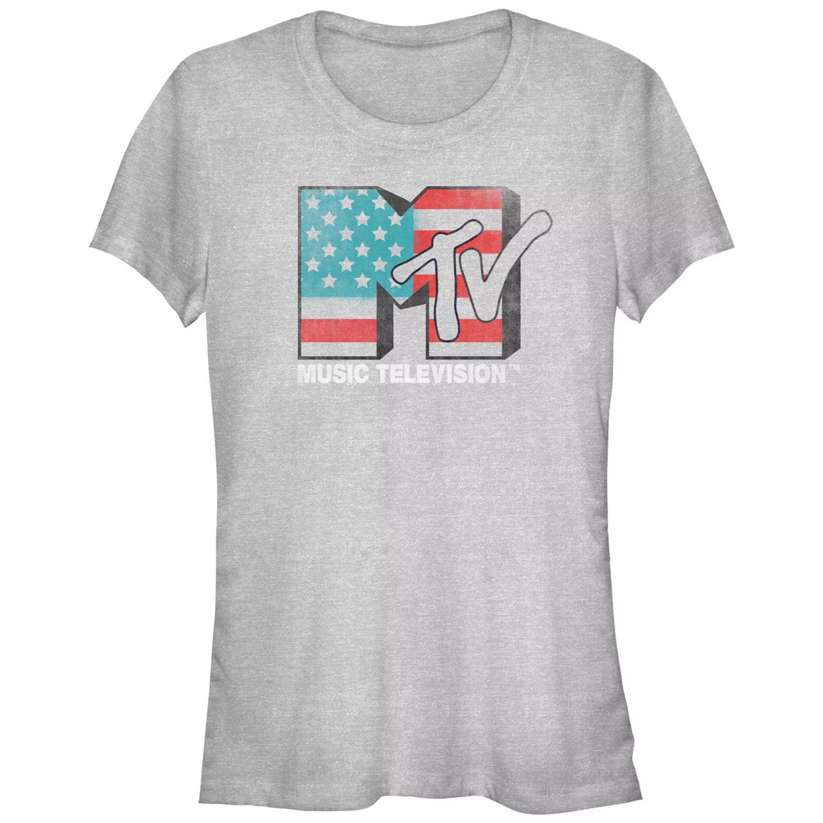Juniors' MTV USA Flag Print Bow Graphic Tee, Girl's, Size: XXL, Athletic Grey | Kohl's