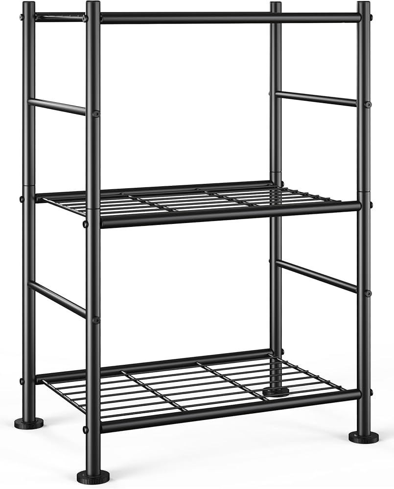 Storage Shelves - 3 Tier Shelf Organizer, Sturdy Metal Garage Shelving with Adjustable Leveling F... | Amazon (US)