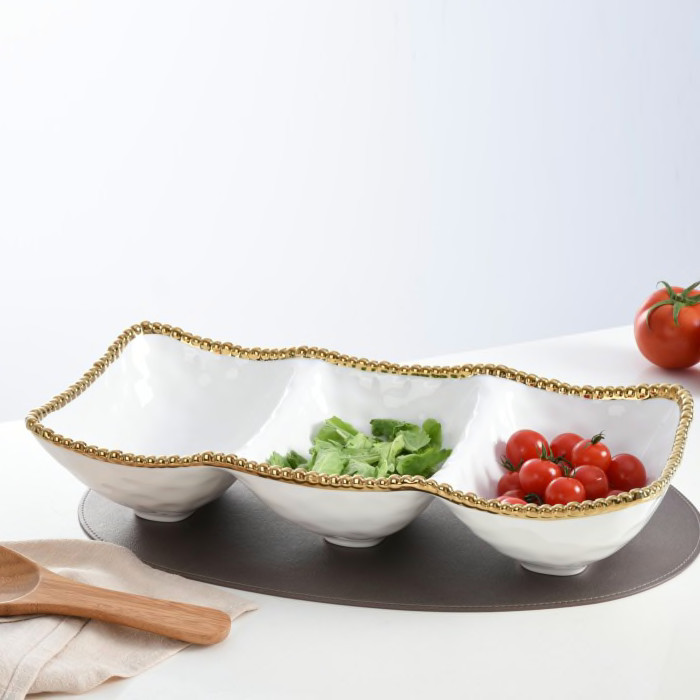 Pampa Bay "Golden Salerno" 3-Section Deep Serving Bowl | Ross-Simons
