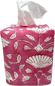 Tissue Box Cover | Tissue Holder | Square | Handmade with Block-Printed Fabric from India | House... | Amazon (US)