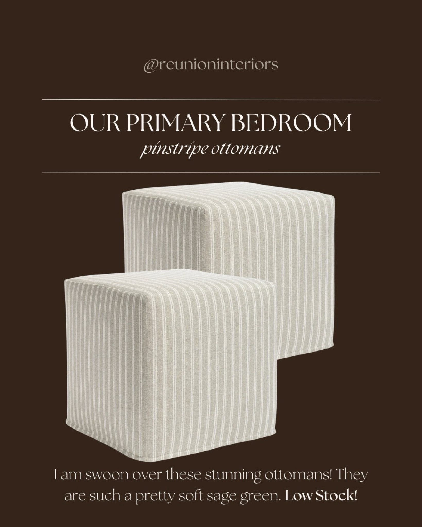 The prettiest pinstripe sage green ottomans! Could not love them more!! 

#LTKsalealert #LTKstyletip #LTKhome