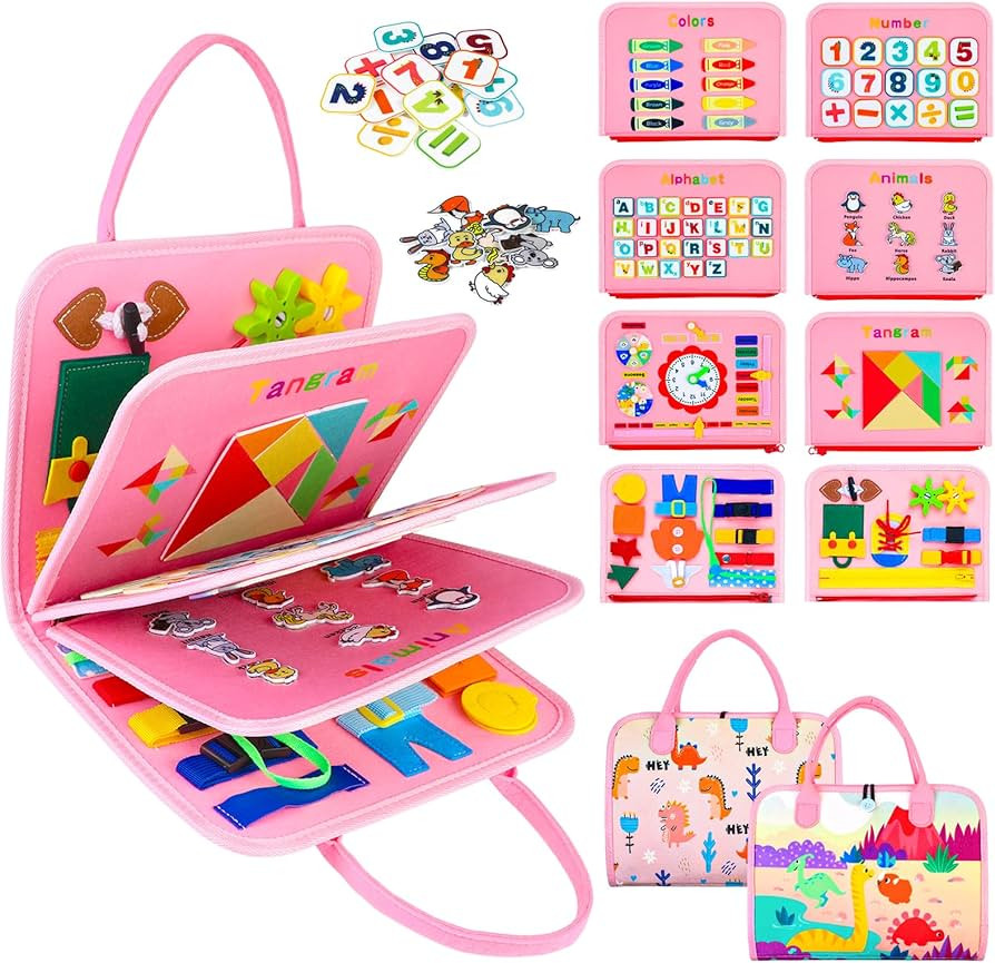 RONSTONE Busy Board Book Montessori Toys for Toddlers 1-3 - Alphabet Number Animal Educational Ac... | Amazon (US)