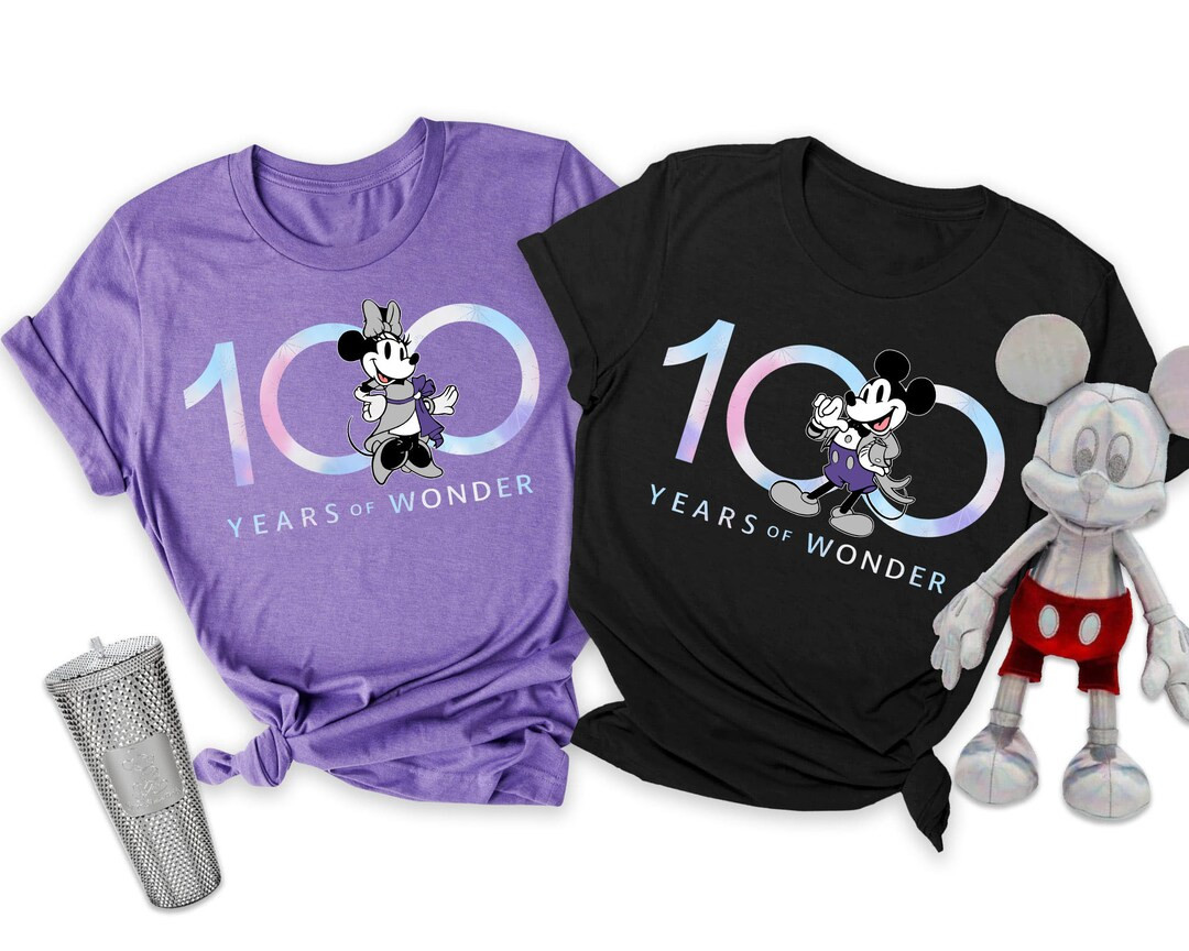 Mickey and Minnie Disney100 Couple Matching Shirt / Disney 100 Years Of Wonder Tee / Disneyland 1... | Etsy (US)