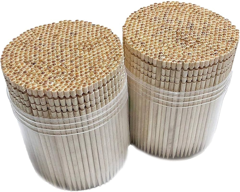 Makerstep 1000 Wooden Toothpicks Ornate Handle in Toothpicks Holder Container 2 Packs of 500, Goo... | Amazon (US)