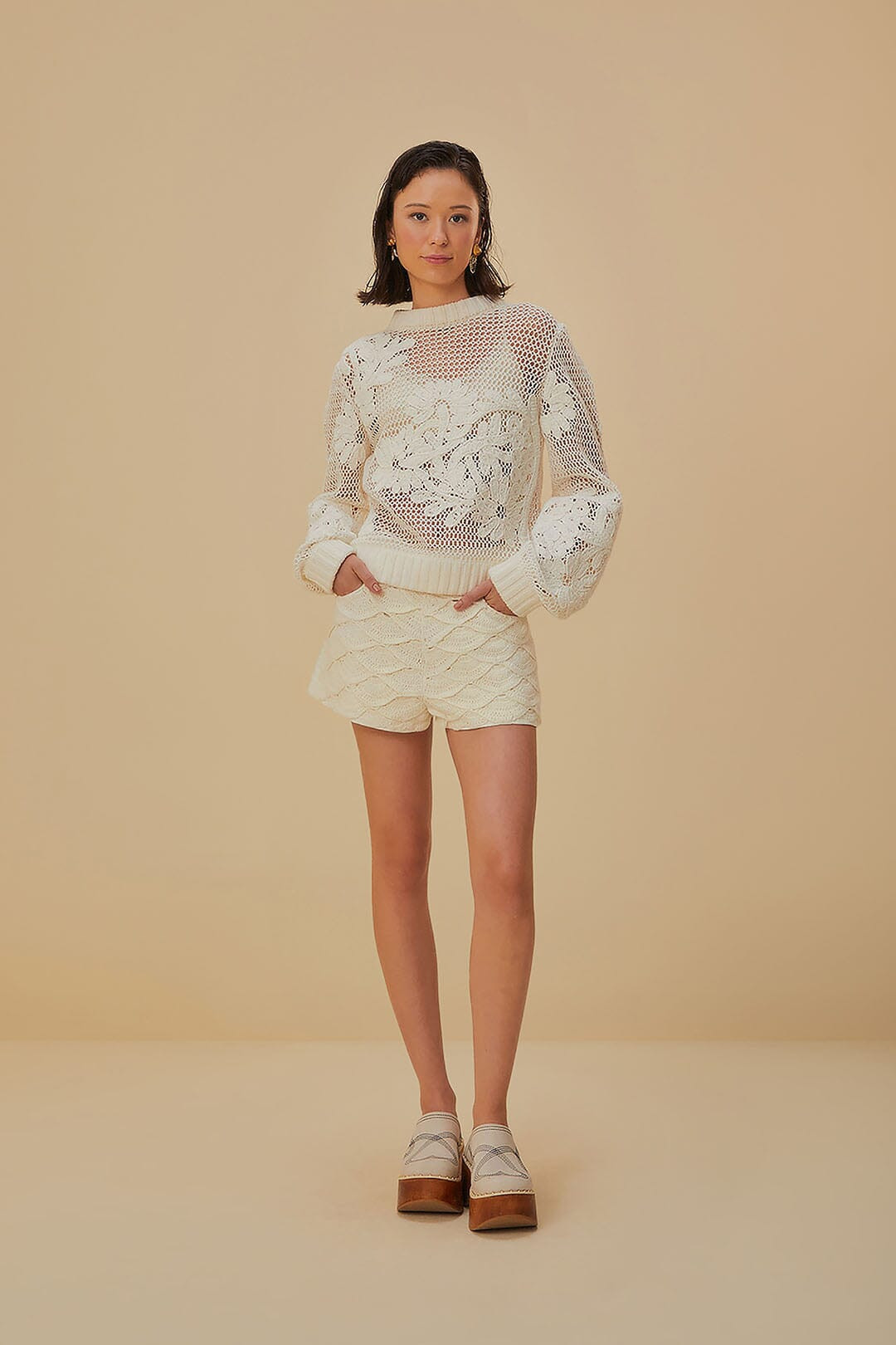 White Crochet Shorts | FarmRio (US)