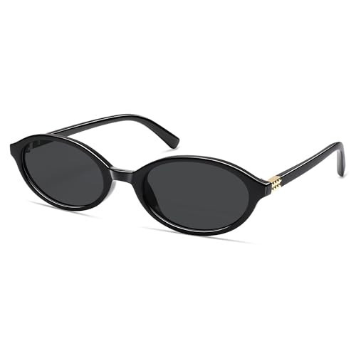 Appassal Retro Oval Sunglasses for Women Men Small 90s Trendy Vintage Fashion Trendy Funny Sun Glasses 2025 AP3728 Black/Grey | Amazon (US)