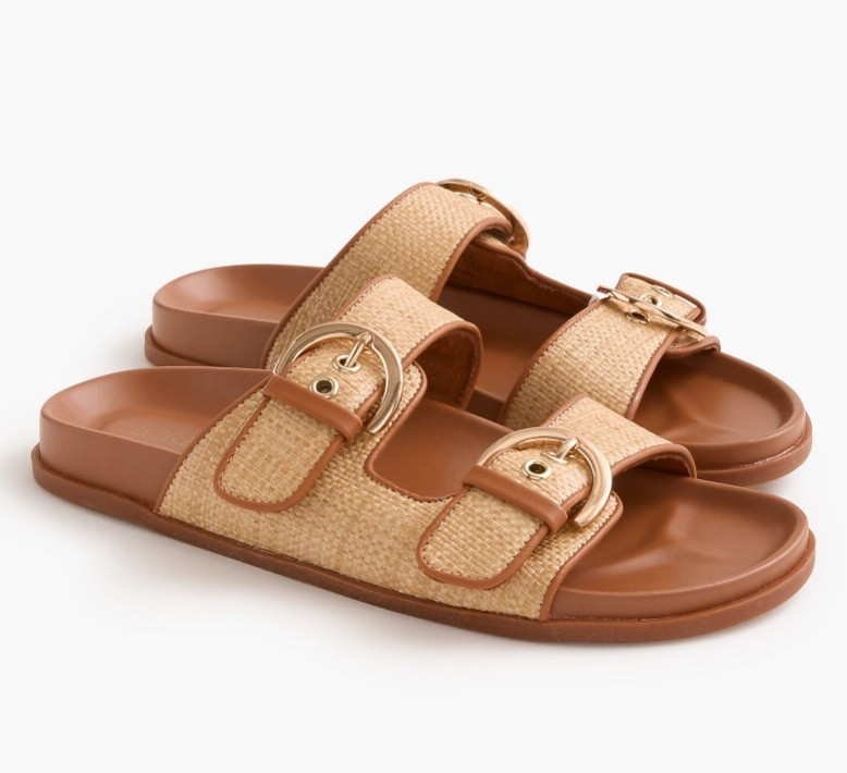Raffia woven footbed sandals 
Birkenstock look sandals 

#LTKSeasonal #LTKSaleAlert