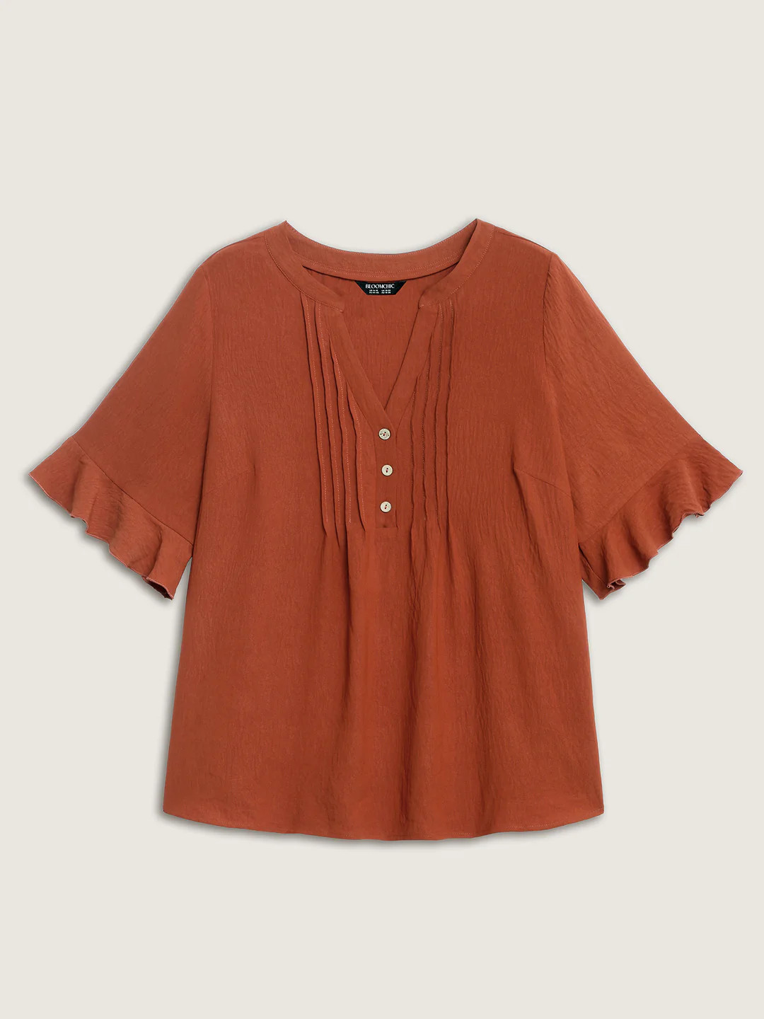 Toothpick Pleats Ruffled Sleeve Solid Blouse | Bloomchic