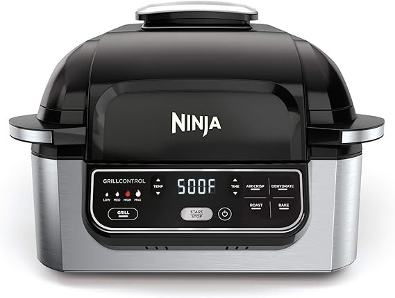 Ninja AG301 Foodi 5-in-1 Indoor Grill with Air Fry, Roast, Bake & Dehydrate, Black/Silver | Amazon (US)