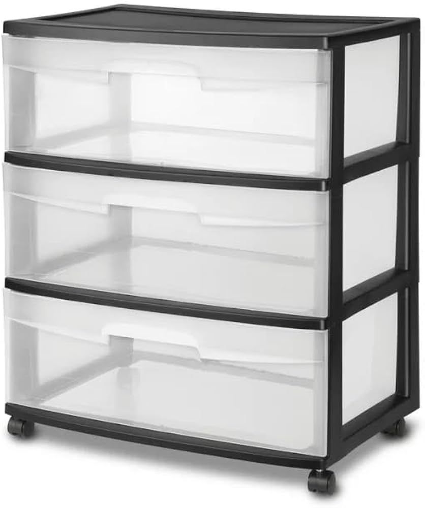 Heavy Duty 3 Durable Clear Plastic Drawers Tall Wide Rolling Storage Cart with 4 Wheels for Home,... | Amazon (US)