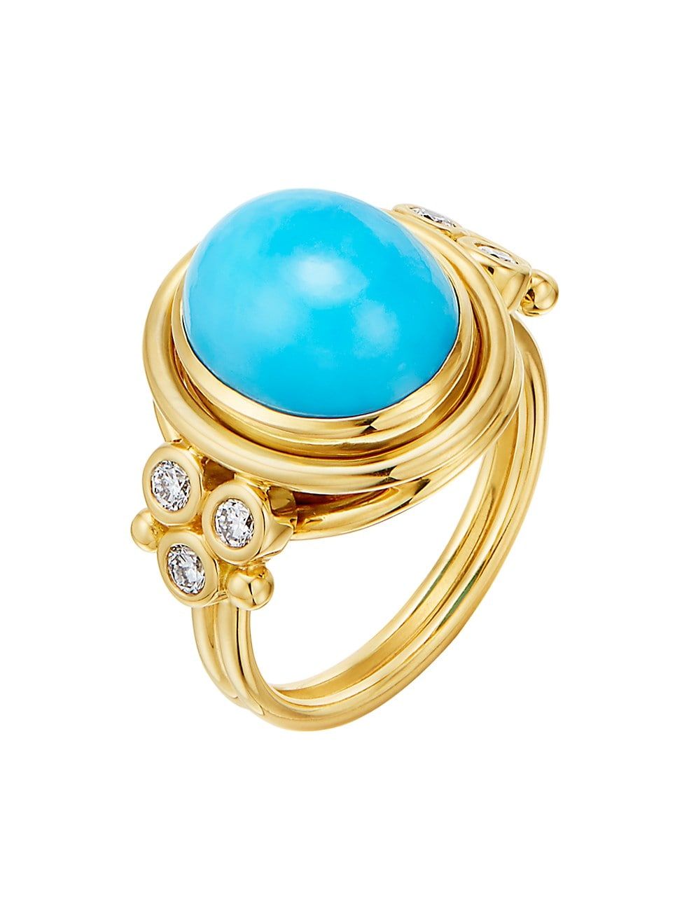 Temple St. Clair CL 18K Yellow Gold, Turquoise &amp; Diamond Classic Ring | Saks Fifth Avenue