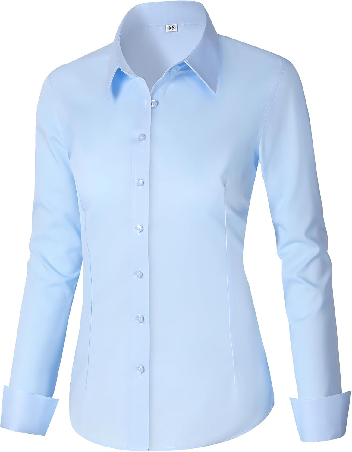 CUNLIN Womens Cotton Button Down Shirts for Women Fitted Long Sleeve Formal Dress Shirt Work Blouses Tops | Amazon (US)