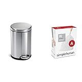 simplehuman 4.5 Liter / 1.2 Gallon Compact Stainless Steel Round Bathroom Step Trash Can, Brushed St | Amazon (US)