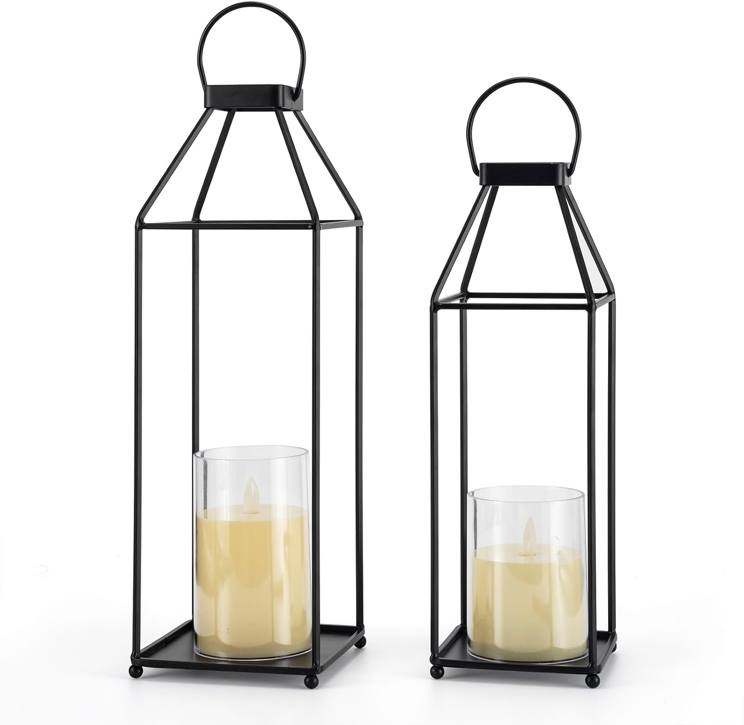 Lanterns Decorative Outdoor 2PCS Front Porch Decor Lantern with LED Candles | Amazon (US)