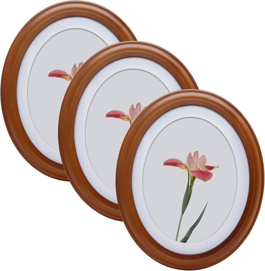 Vintage Oval Photo Frames Set of 3-5x7 & 8x10 Inches, Wood Decorative Frames in White, Black, & C... | Amazon (US)