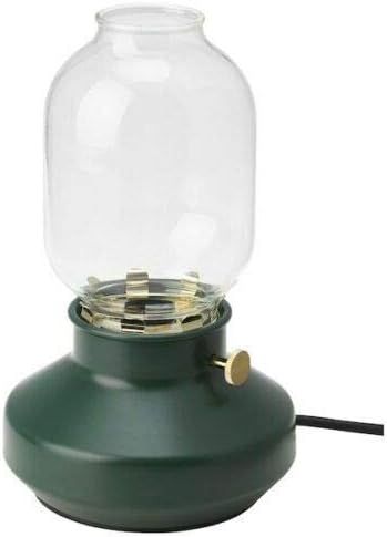 IKEA TARNABY Dimmable Table Lamp (No Bulb) Steel Glass Retro Lantern Dark Green | Amazon (US)
