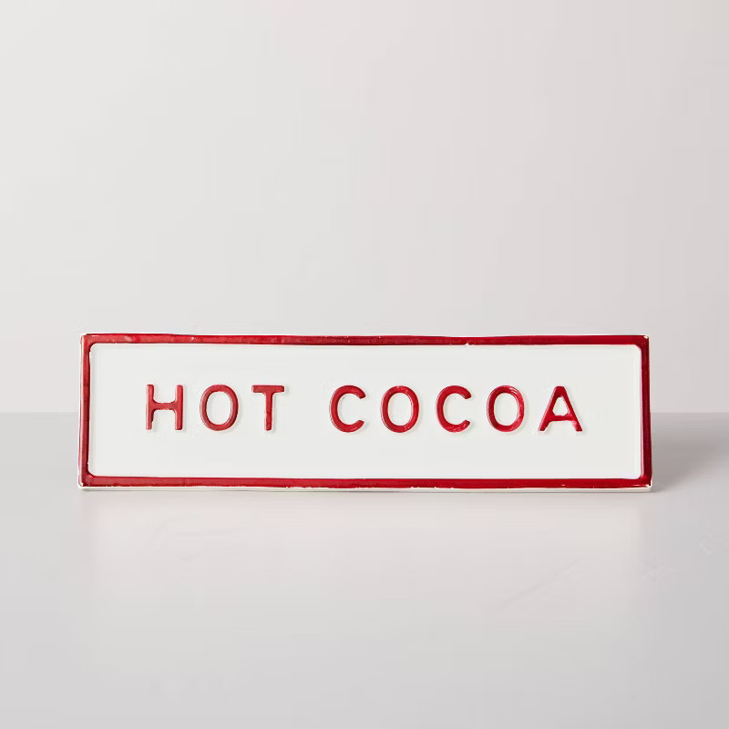 Hot Cocoa Sign with Stand Cream/Red - Hearth & Hand™ with Magnolia | Target