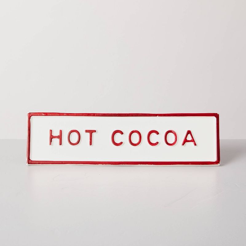 Hot Cocoa Sign with Stand Cream/Red - Hearth &#38; Hand&#8482; with Magnolia | Target