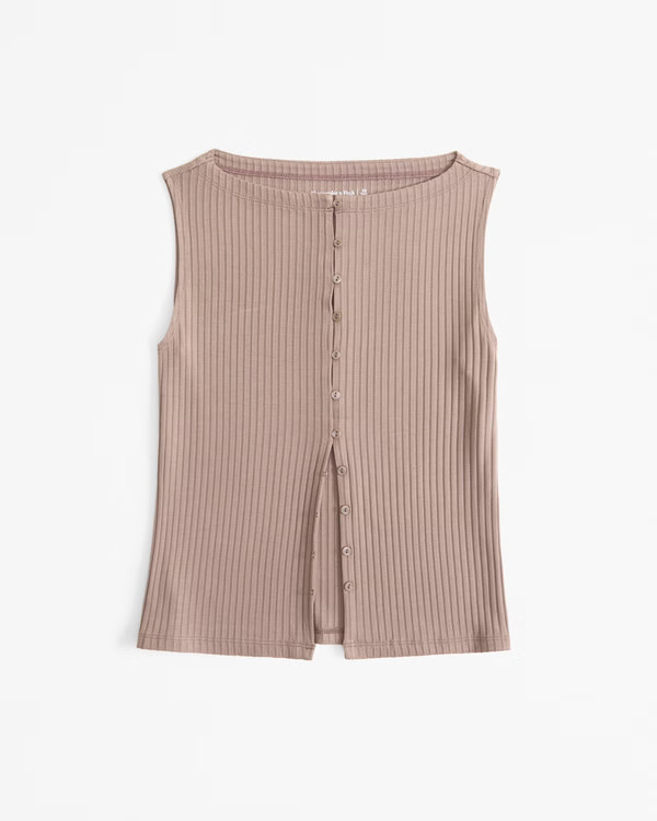 Wide Rib Button-Through Slash Top | Abercrombie & Fitch (US)