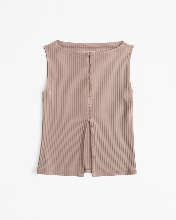 Women's Wide Rib Button-Through Slash Top | Women's Tops | Abercrombie.com | Abercrombie & Fitch (US)