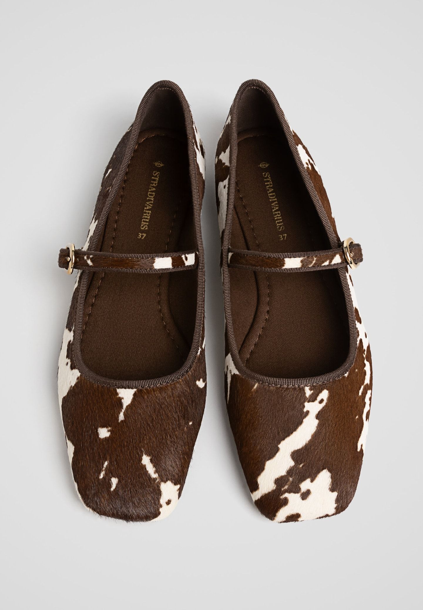 Leather animal print ballet flats | Stradivarius (UK)