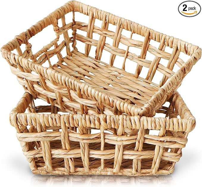 CHI AN HOME Wicker Hyacinth Open Weave Pantry Baskets Set of 2, Woven Water Hyacinth Baskets for ... | Amazon (US)