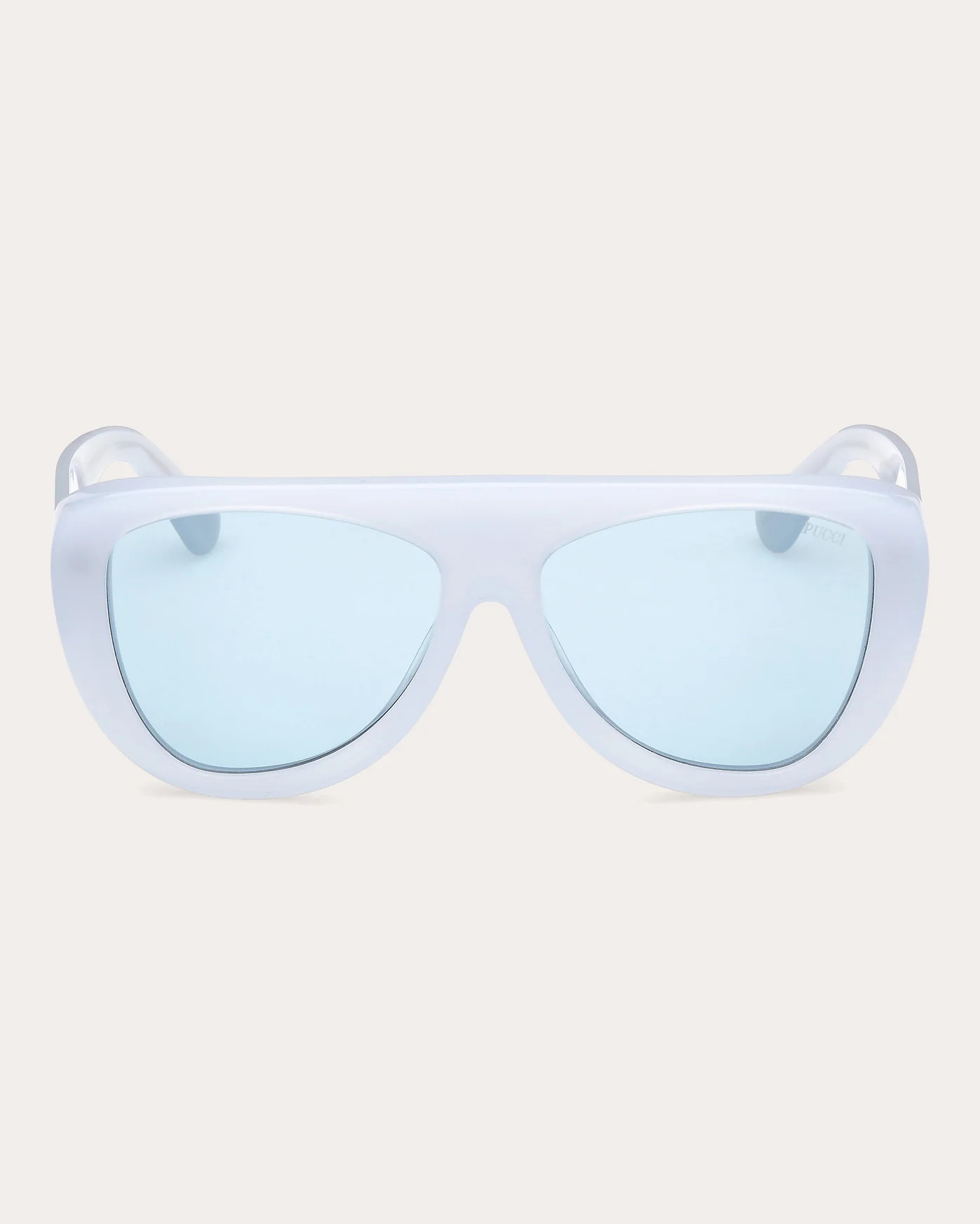 Emilio Pucci Women's Shiny Light Blue Flat-Top Sunglasses in Shiny Light Blue/blue | Olivela