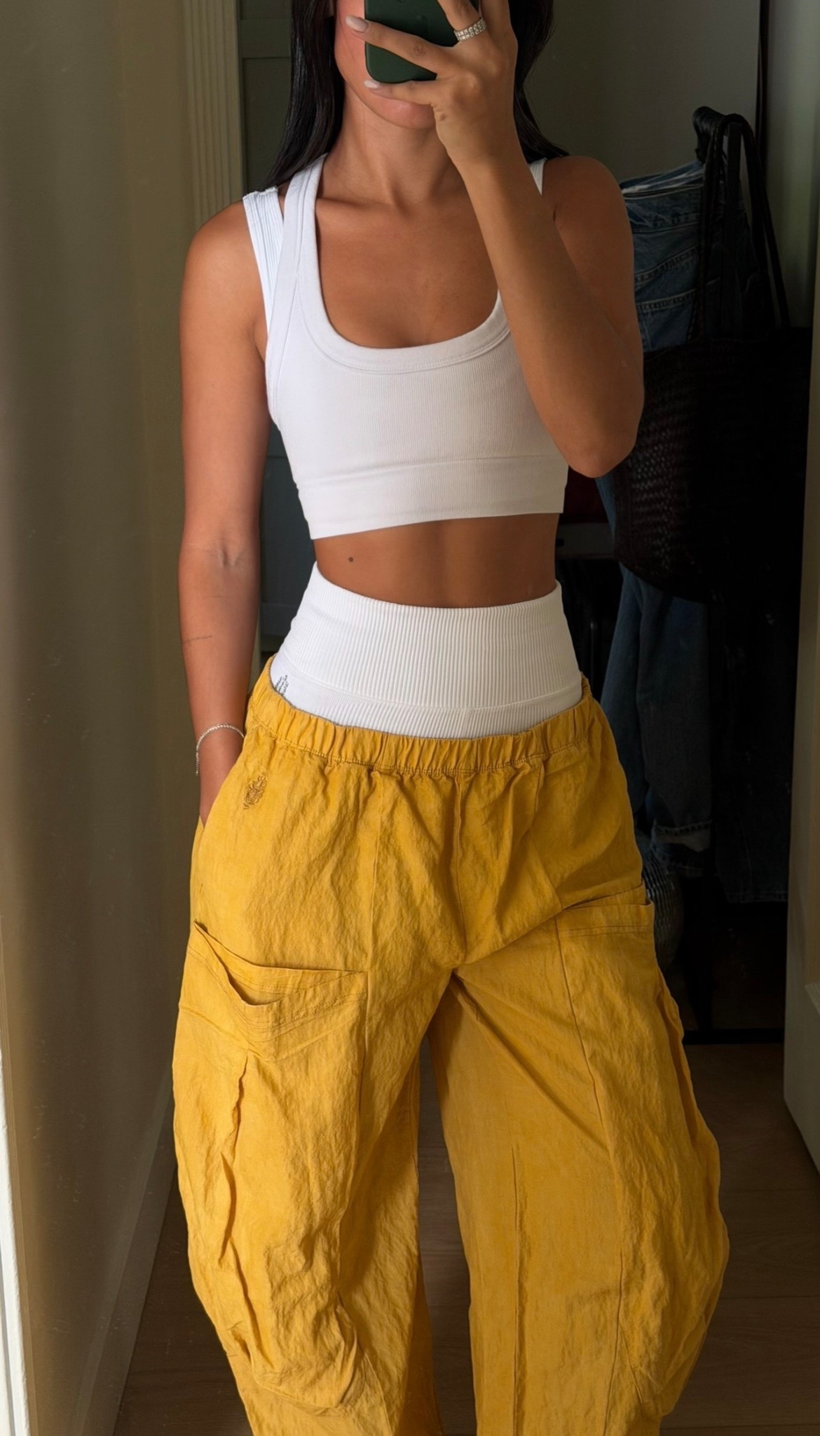 free people active wear ootd | FP movement free people white sports bra + biker shorts & yellow pants 

#LTKxAerie #LTKootd #LTKFestival