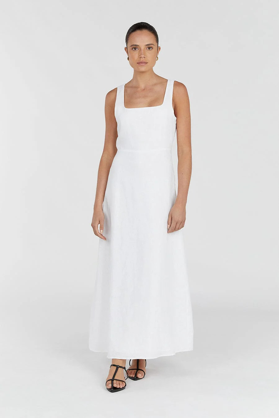 SHANNON WHITE LINEN MIDI DRESS | DISSH