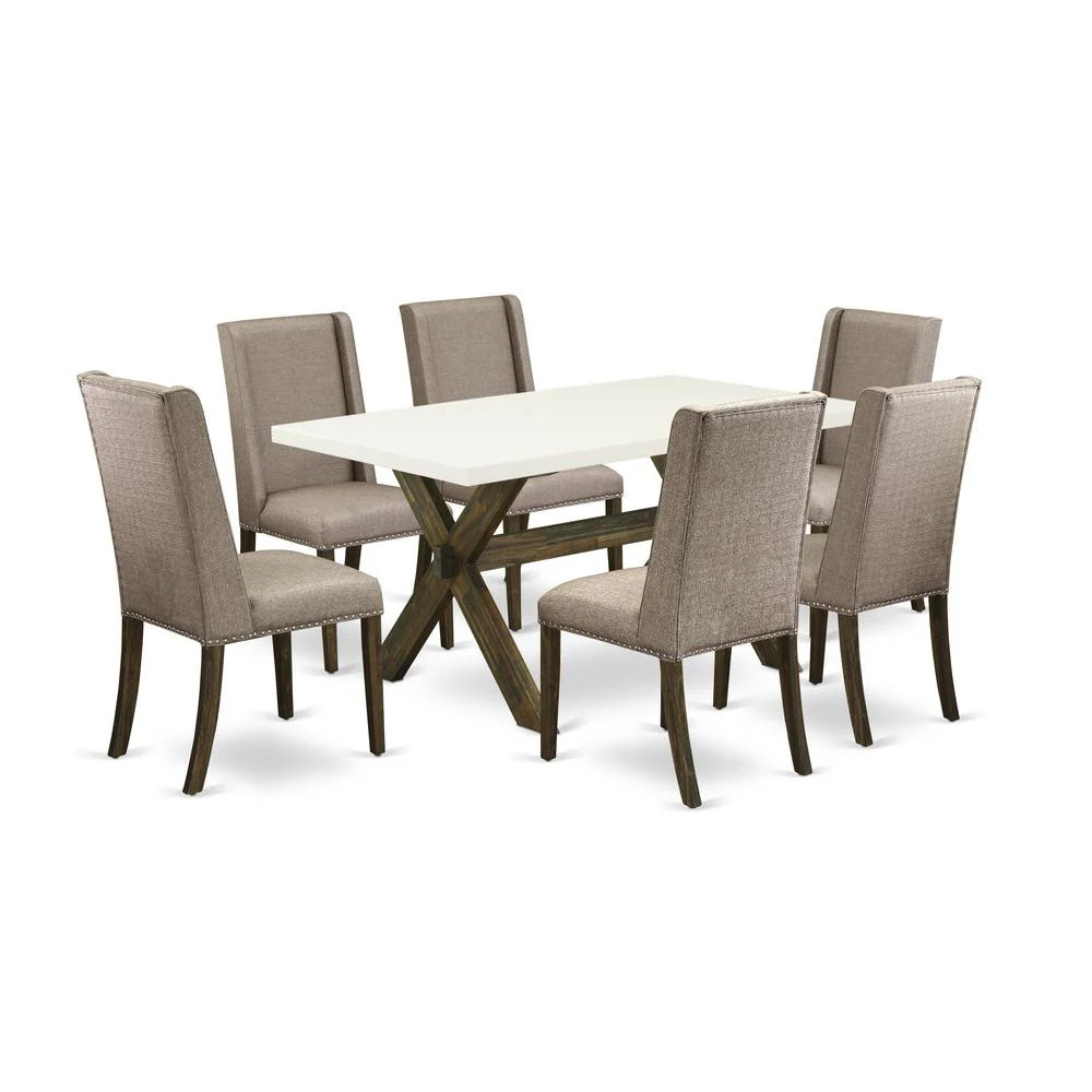 7-Piece a Rectangular Dining Table Set - 6 Dining Chairs and Kitchen Dining Table Solid Wood Frame | Shop Simon
