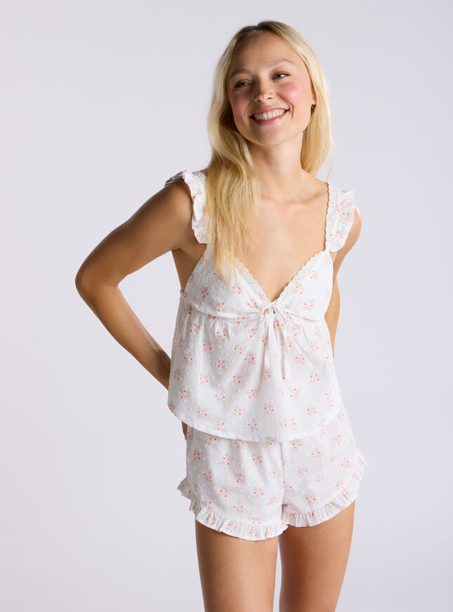 Ditsy floral cotton cami short pyjama set - Ivory Mix | Boux Avenue (UK)