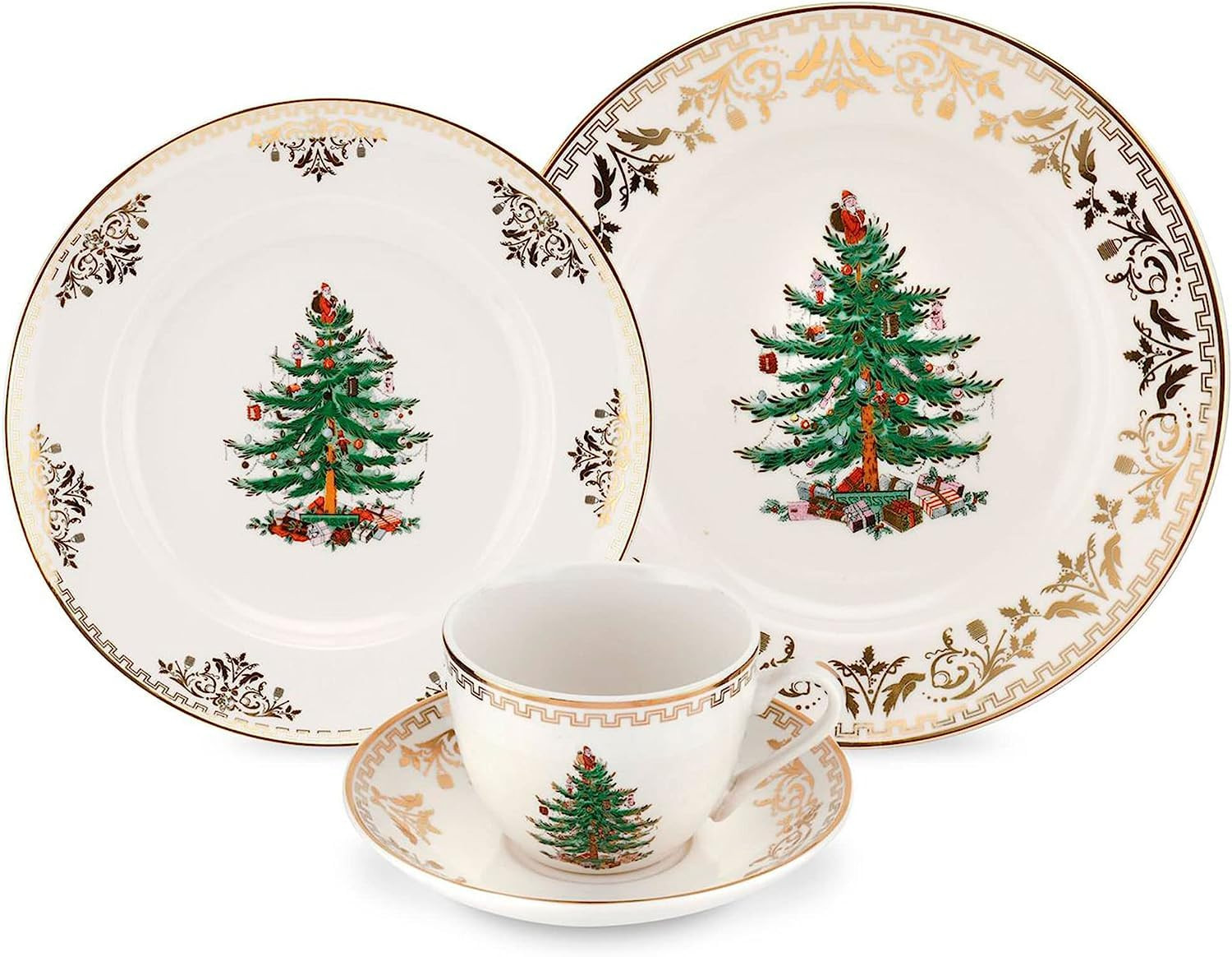 Spode Christmas Tree Gold 4-Piece Holiday Dinnerware Set - Fine Earthenware Tableware with 22K Go... | Amazon (US)