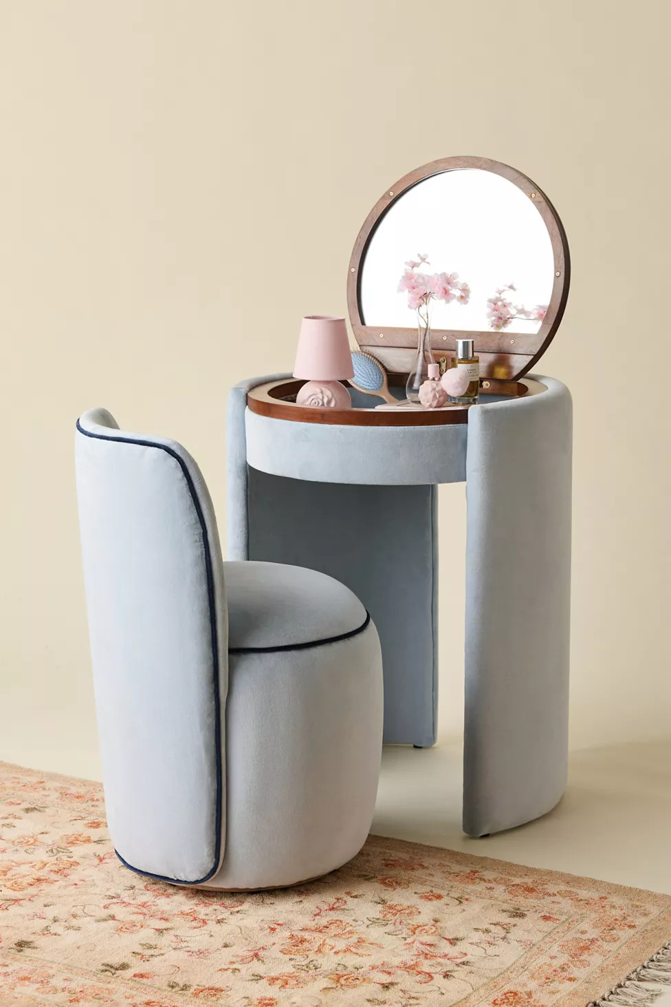 Jane Upholstered Vanity & Stool Set | Urban Outfitters (US and RoW)