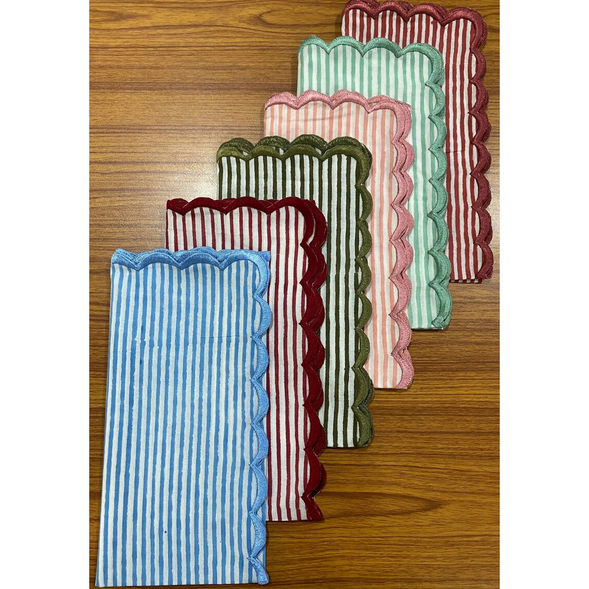 Mix and Match Stripes Indian Hand Block Printed Cotton Cloth Napkins, Wedding Home Events Restaur... | Walmart (US)