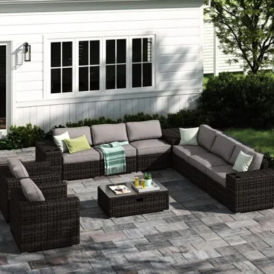 8 - Person Outdoor Seating Group, 12 Piece With Cushions, For Patio And Deck Relaxation, Stylish Functional Design Conversation In , Entertaining On D | Wayfair North America