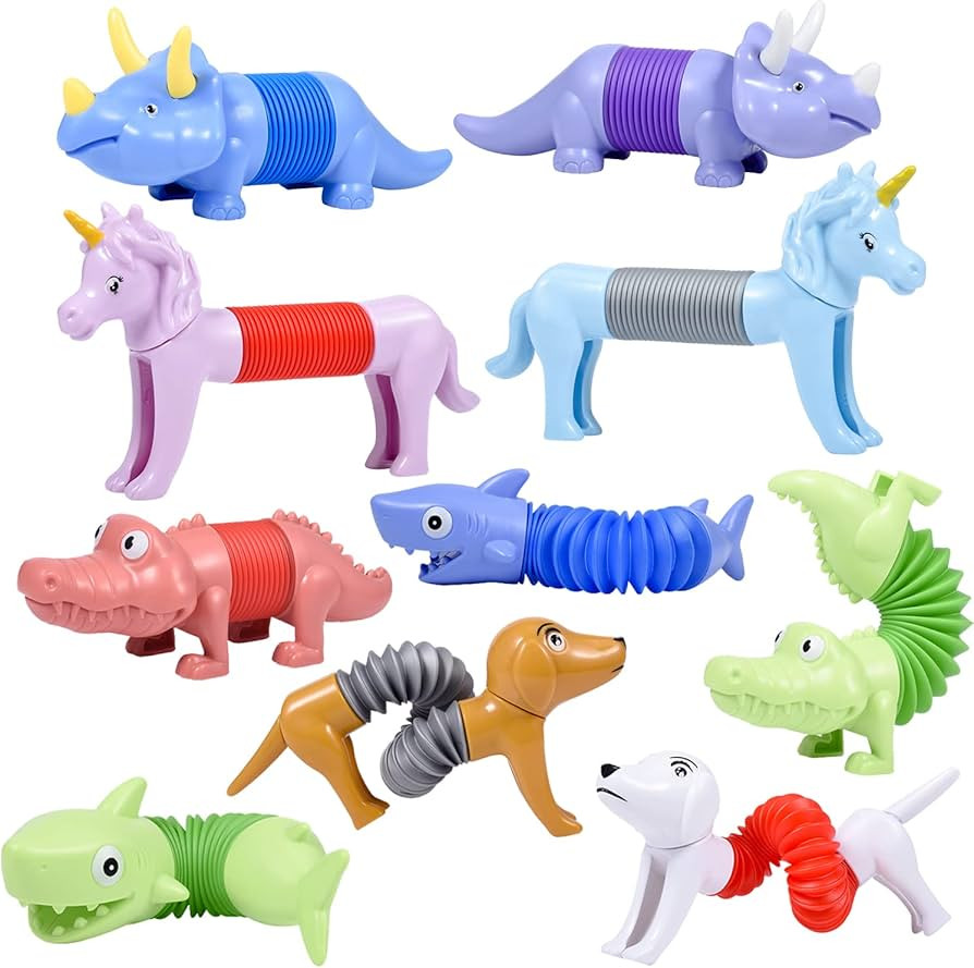 Boxgear 10-Pack Pop Tubes Mixed Animal Fidget Toys – Sensory Tubes for Toddlers – Cute Animal... | Amazon (US)