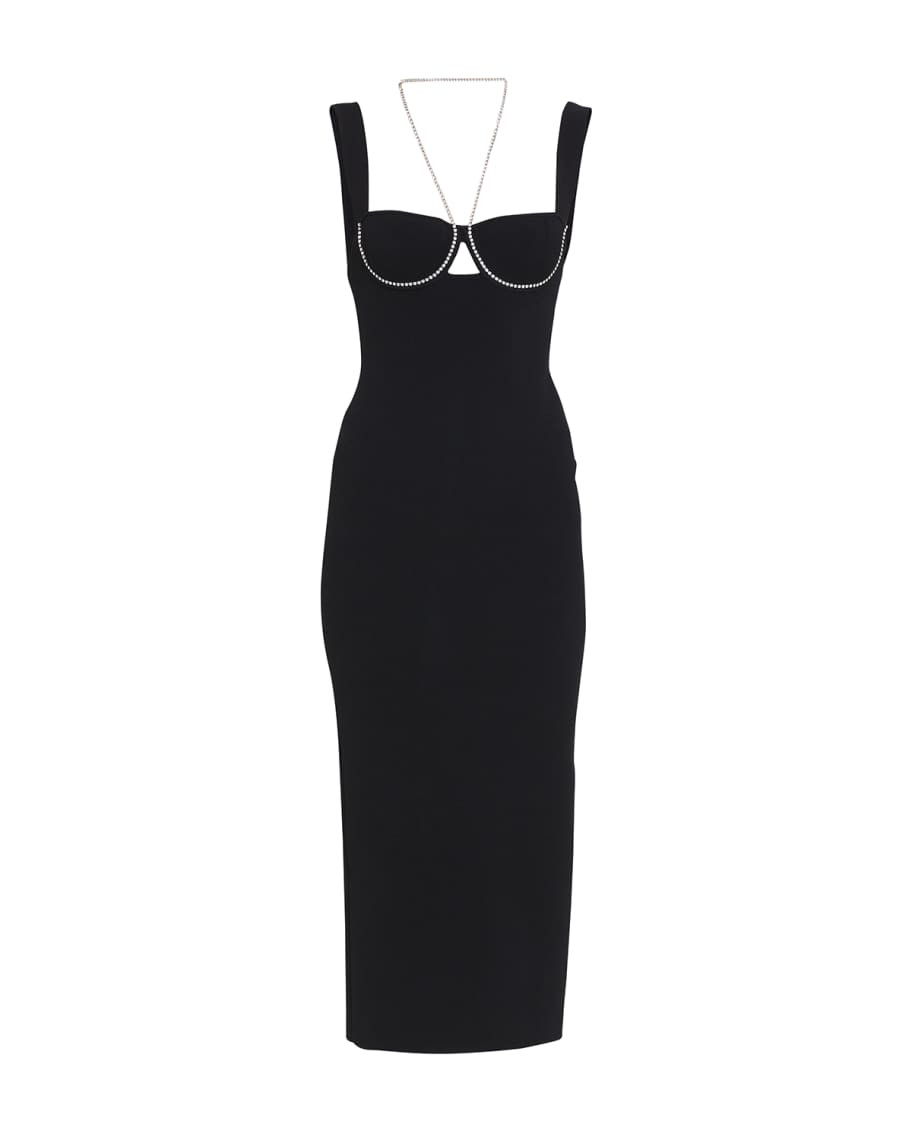 Galvan Celeste Crystal Embellished Bustier Midi Dress | Neiman Marcus