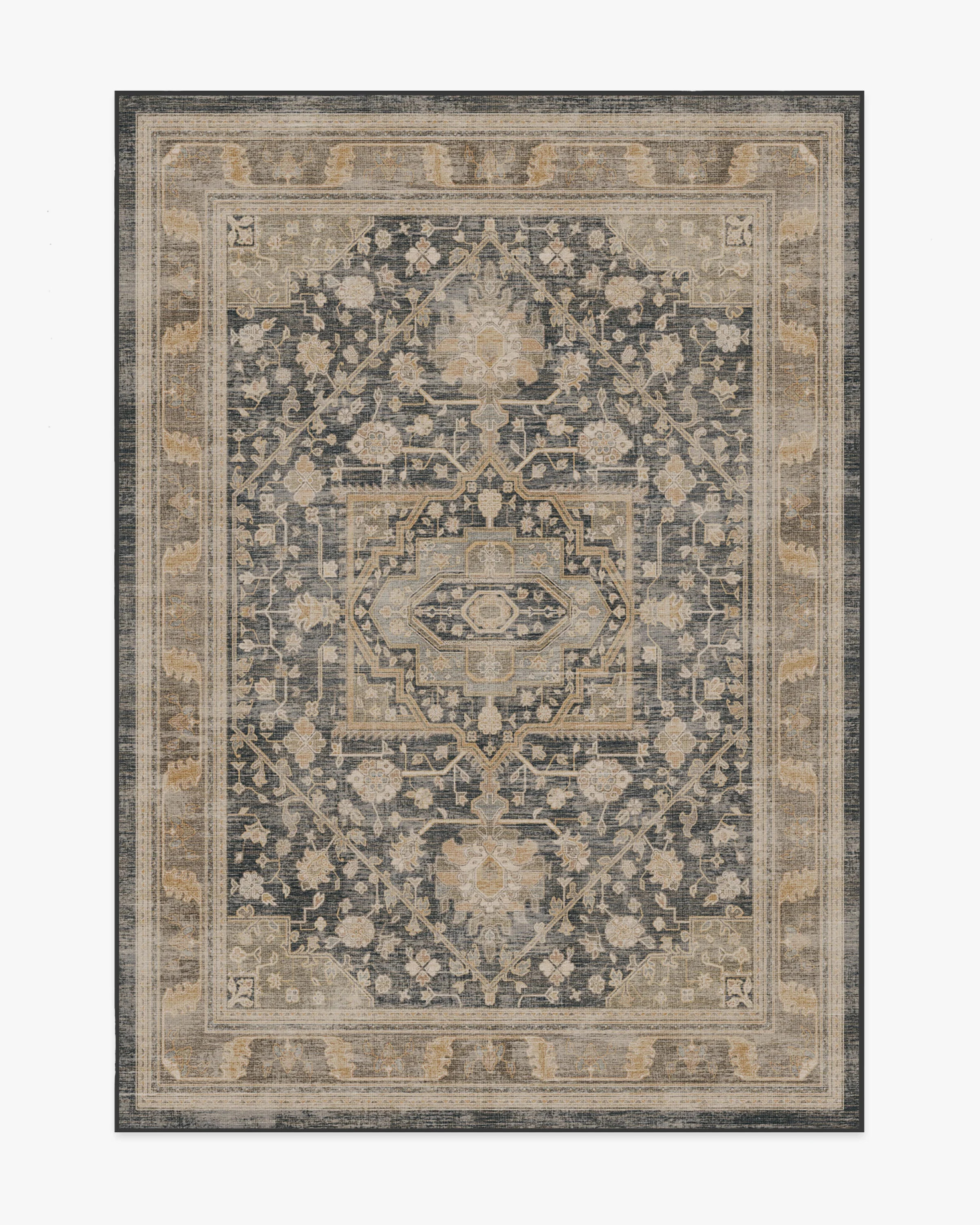 Zahra Ink & Vintage Citron Rug | Ruggable | Ruggable