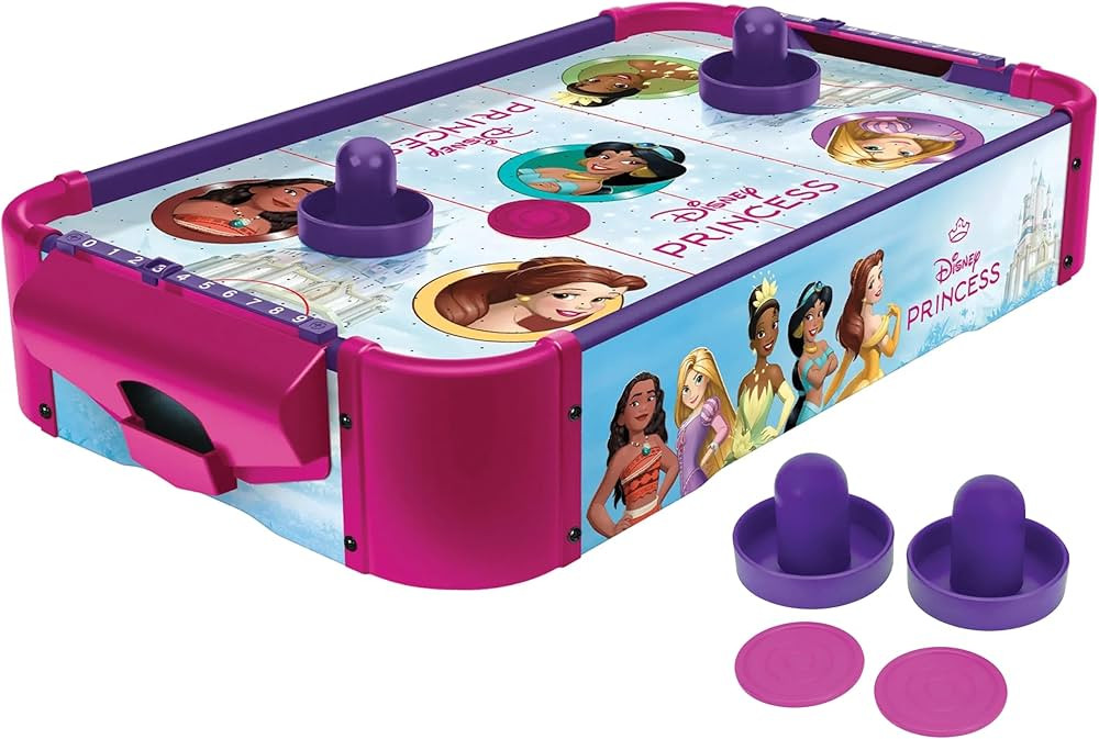Disney Princess Air Hockey Table for Kids - Wooden Tabletop Game with Puck, Pushers & Air Flow Sy... | Amazon (US)