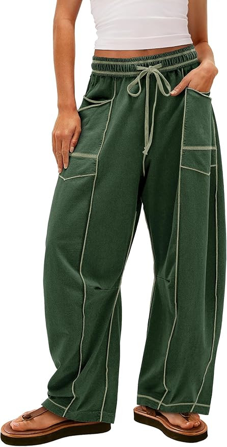 Yanekop Womens Baggy Wide Leg Pants Casual Fall Trousers Palazzo Pants Drawstring Waist Barrel Sw... | Amazon (US)