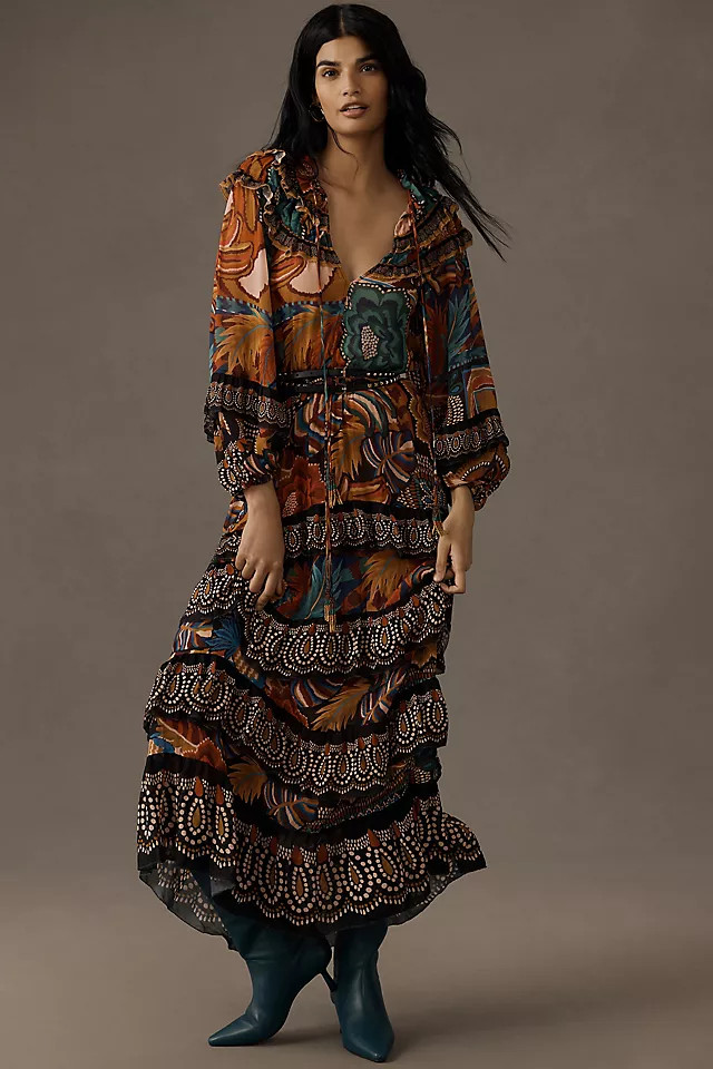 Farm Rio Fall Mix Multicolor Maxi Dress | Anthropologie (US)