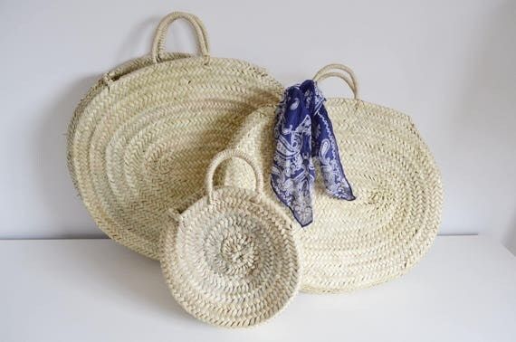 Maria Rita Small Market Basket-Round Basket- Palm Leaf-Handmade-Grocery Basket-Palm Leaf Tote bag-Po | Etsy (US)