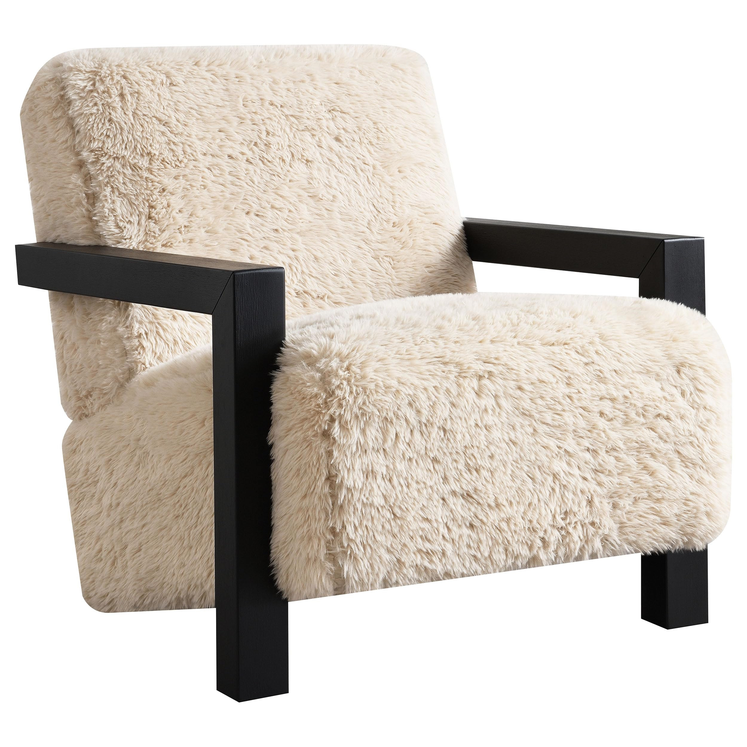 Coaster Home Furnishings Paquet Faux Fur Upholstered Chair Solid Wood Arms Latte | Amazon (US)