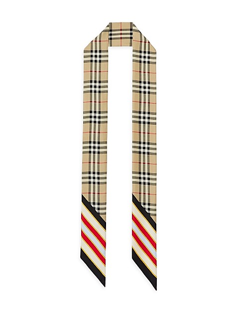 Check Print Silk Skinny Scarf | Saks Fifth Avenue